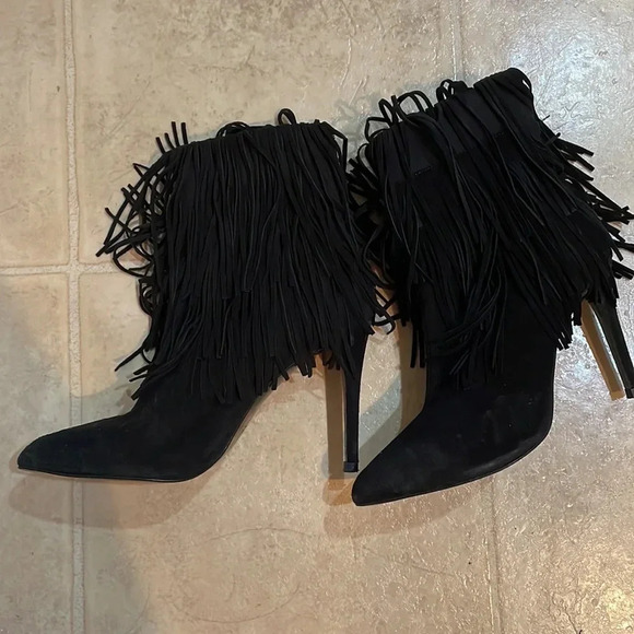 Zara Fringe Booties Ankle Boots Stiletto heels size 10 - Picture 2 of 3